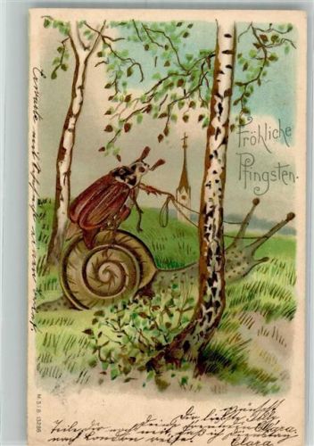 1903 Schnecke Pfingsten Prägedruck