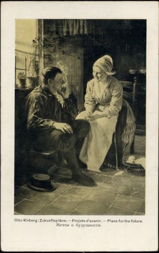 um 1910-20 Paar bei Besprechung,M.K.B.,sign. Otto Kirberg