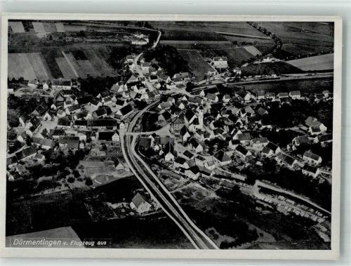 Dürmentingen 1943 Fliegeraufnahme des Ortes mit Kirche St. Johannes