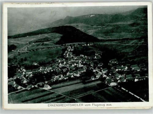 Erkenbrechtsweiler Fliegeraufnahme Original aufmontierte Verlagsmusterkarte
