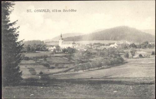 1926 Österreich, St. Oswald: Landschaftspanorama, Kirche, Ak Nr. 2843,Ig. Brandstetter AKU1