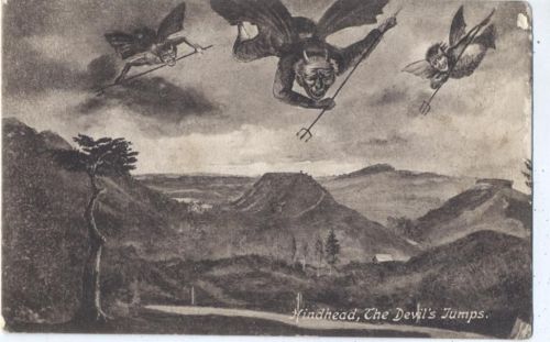 um 1920 Hindhead, Großbritannien, Landschaft mit fliegenden Teufeln,W. Rollason