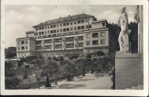 um 1930/40 Sudeten, Lazne Luhacovice, Kr. Hradisch, Palace-Hotel, Denkmal, Palmen,Emilie Chrtova