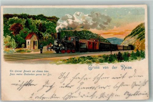 1902 Gruss von der Reise, meine Gedanken sind bei Dir Poesie / Liebe