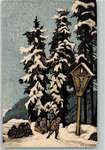 1913 Für die Jugend Schweiz Kinder Schlitten
