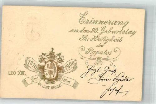 1900 90. Geburtstag Sr. Heiligkeit Leo XIII. 1810-1900