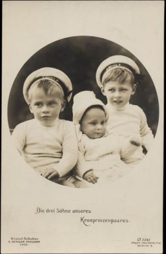um 1910 Die drei Söhne unseres Kronprinzenpaares,Photochemie Berlin AKU1