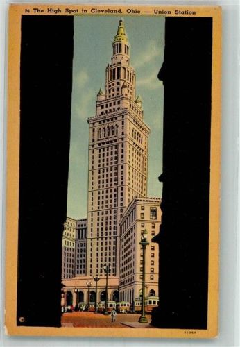 Cleveland 1942 Bahnhof Union Station Straßenbahn