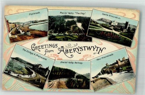 Aberystwyth 1952 Eisenbahn Promenade Burg