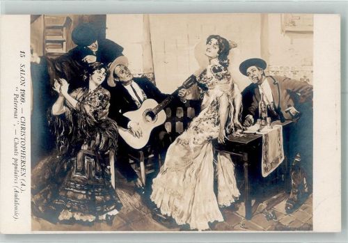 sign. Christophersen Andalusische Tänzerin zum Lied Paterenas Salon 1909
