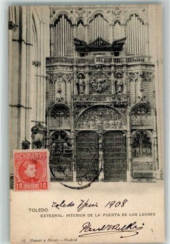 Toledo 1908 Kirchenorgel Kirche Kathedrale Marke bildseitig Hauser y Menet