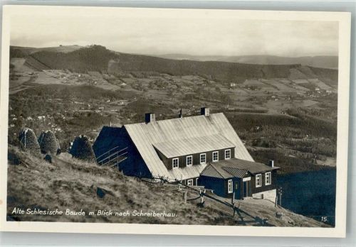 Alte schlesische Baude Foto AK Gasthaus