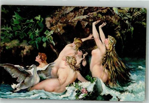 sign. Makart Hans Nymphen Schwan 29075