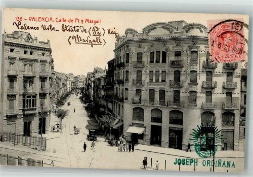Valencia 1913 Calle de Pi y Margall Marke Bildseitig