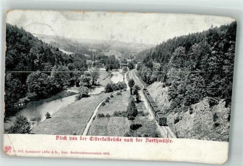 Pöhl Blick von der Elsterbrücke zur Barthmühle Eisenbahn