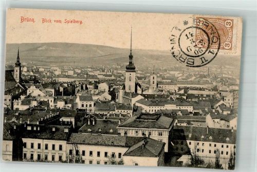 Brno 1906 Blick vom Spielberg Marke bildseitig
