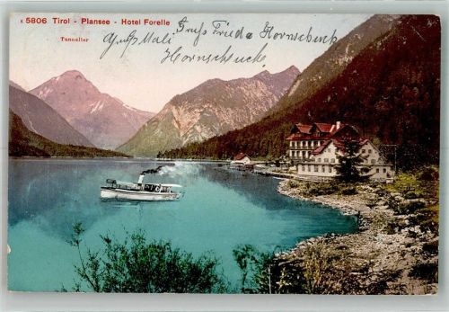 Reutte 1910 Hotel Forelle Plansee Dampfschiff