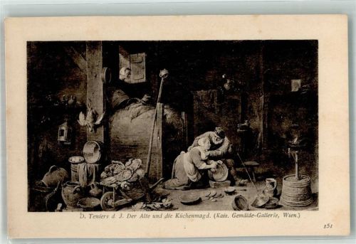 Wien 1903 sign. Teniers Der Alte und die Küchenmagd in der Kaiserlichen Gemälde-Galerie
