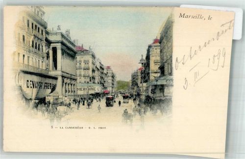 Marseille 1899 Pferdestraßenbahn Geschäft La Cannebiere