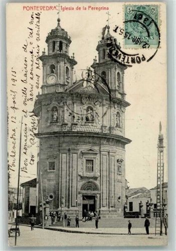 Pontevedra 1915 Kirche de la Peregrina Marke bildseitig