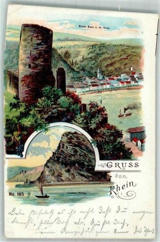 St. Goarshausen 1901 Ruine Katz Loreley