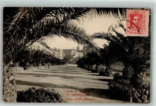 Tarragona 1930 Paseo de Pi y Margall Marke bildseitig