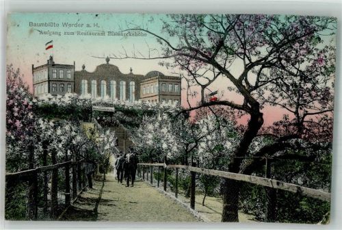 Werder 1909 Baumblüte Aufgang Restaurant Bismarckhöhe Gasthaus Fahne Schwarz-Weiß-Rot