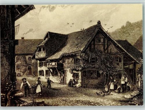 Hausen Hebels Heimathaus alter Stich AKU2