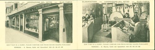 Venezia Glasfabrik, Venizianische Glaskunst, 2-fach Klappkarte, mit Kurzinfos