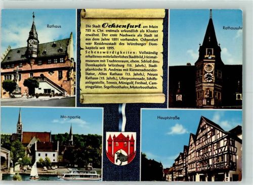 Ochsenfurt Rathaus Rathausuhr Mainpartie Hauptstraße Fachwerkhäuser Chronik