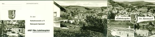 Lohrhaupten 3-fach Klapp-Antwortkarte an den Verkehrsverein e.V. Naturpark Spessart, mit Kurzinfos