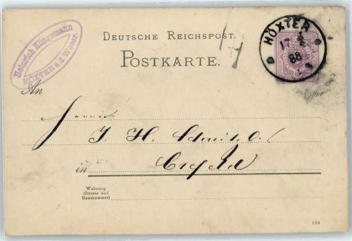 Höxter Ganzsache , Stempel Heinrich Klingemann