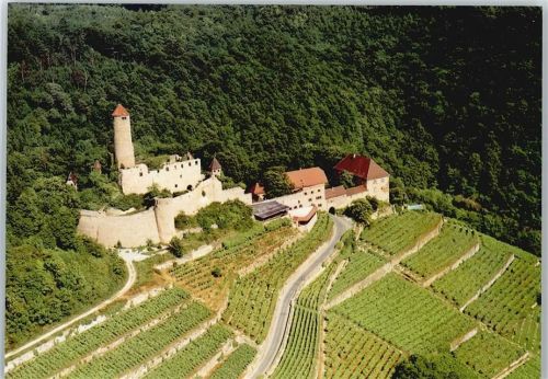 Neckarzimmern Fliegeraufnahme, Burg Hornberg, Burgrestaurant, Pension