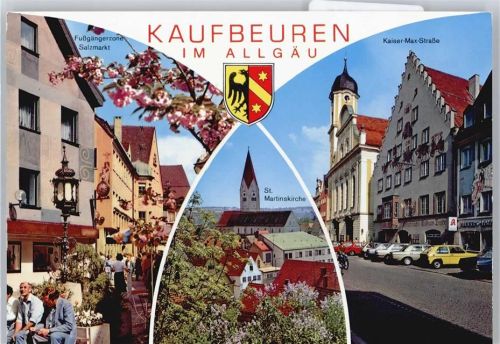 Kaufbeuren Kaiser-Max-Straße Auto Motorrad Kirche Laterne Fußgänger