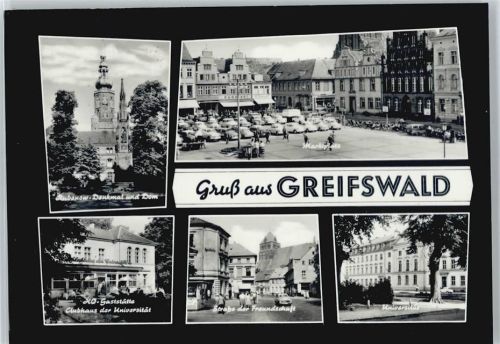 Greifswald Marktplatz Auto Denkmal Dom Gaststätte Clubhaus der Universität Straße der Freundschaft