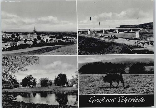 Scherfede Auto Brücke See Kirche Panorama