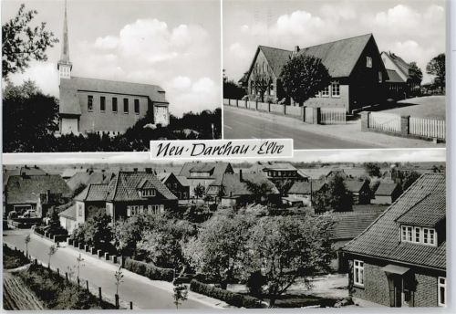 Neu Darchau Kirche Straße Haus Zaun Baum