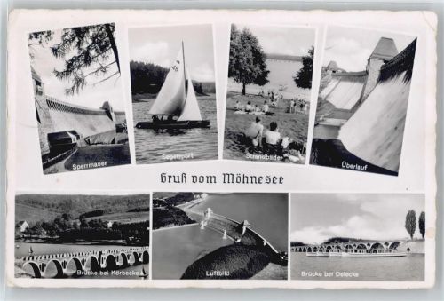 Möhnesee See Schiff Brücke Fliegeraufnahme