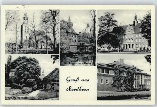 Nordhorn Kirche Brücke Rathaus Schwimmbad Baum
