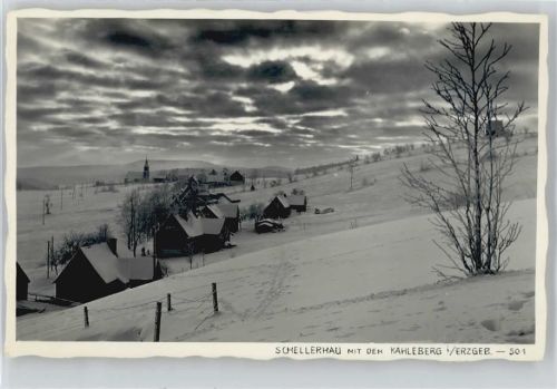 Schellerhau Winterbild, Orstansicht, Kirche, Fotokarte