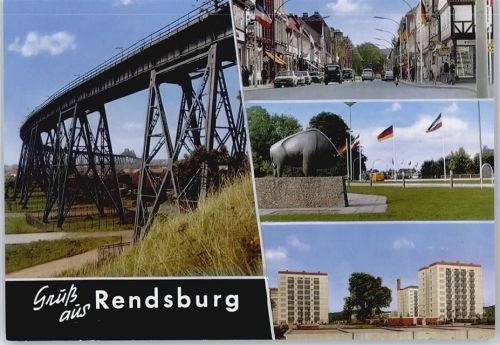 Rendsburg FLagge Straße Auto Fahrrad Haus Brücke
