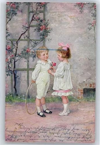 Junge mit Reifen , rote Rosen Borrmeister, R.
