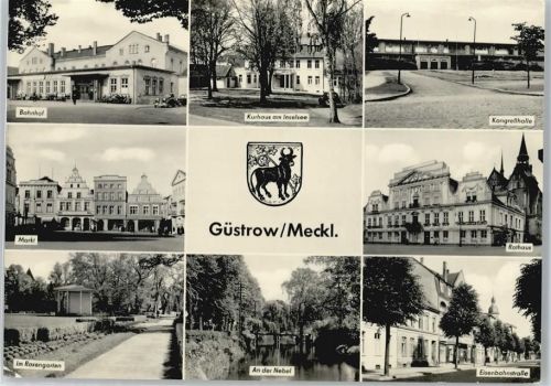 Güstrow Bahnhof, Eisenbahnstraße, Rathaus, Kurhaus