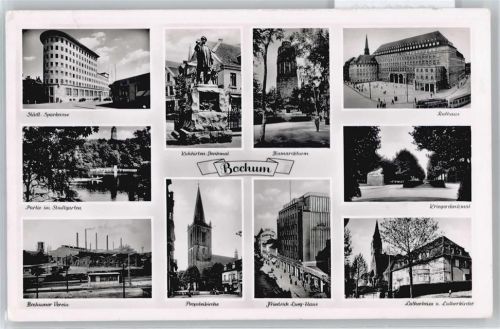 Bochum Sparkasse, Rathaus, Stadtgarten, Kirche, Denkmal, Bismarckturm, Friedrich-Lueg-Haus, Lutherheim