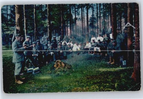 Batterie beim Mittagessen Artillerie WK I