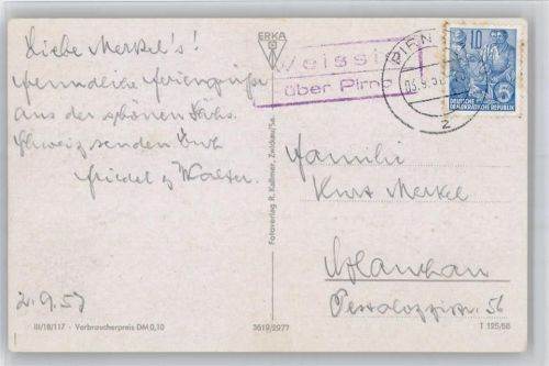 Wehlen Stadt Landpoststempel Weissig