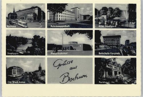 Bochum Rathaus, Stadtpark, Ost-West-Achse, Hauptbahnhof, Ruhrknappschaft, Parkhaus