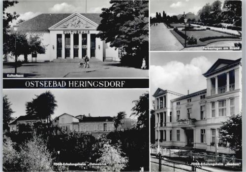 Seebad Heringsdorf Kulturhaus, Erholungsheim Ostseeblick, Parkanlagen am Strand, Erholungsheim Usedom
