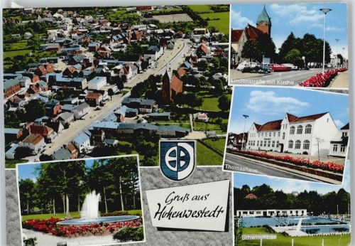 Hohenwestedt Luftaufnahme, Brunnen, Kirche, Thomashaus, Schwimmbad