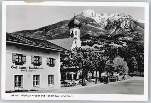Bischofswiesen Gasthaus Bachhäusl, Kirche, Hoher Göll, Brett